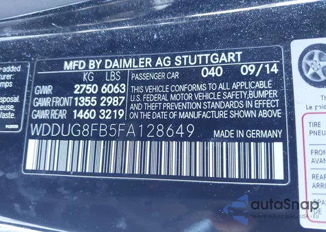 2015 Mercedes-Benz S 550 4Matic from USA, damaged, VIN WDDUG8FB5FA128649
